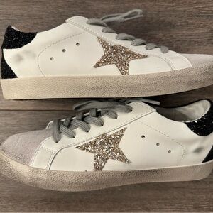 White and Black Star Sneakers